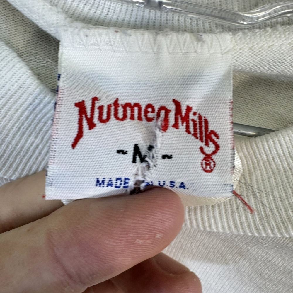 Cleveland Browns Nutmeg Mills T-Shirt Men Medium White Vintage Striped Made USA - Picture 3 of 9
